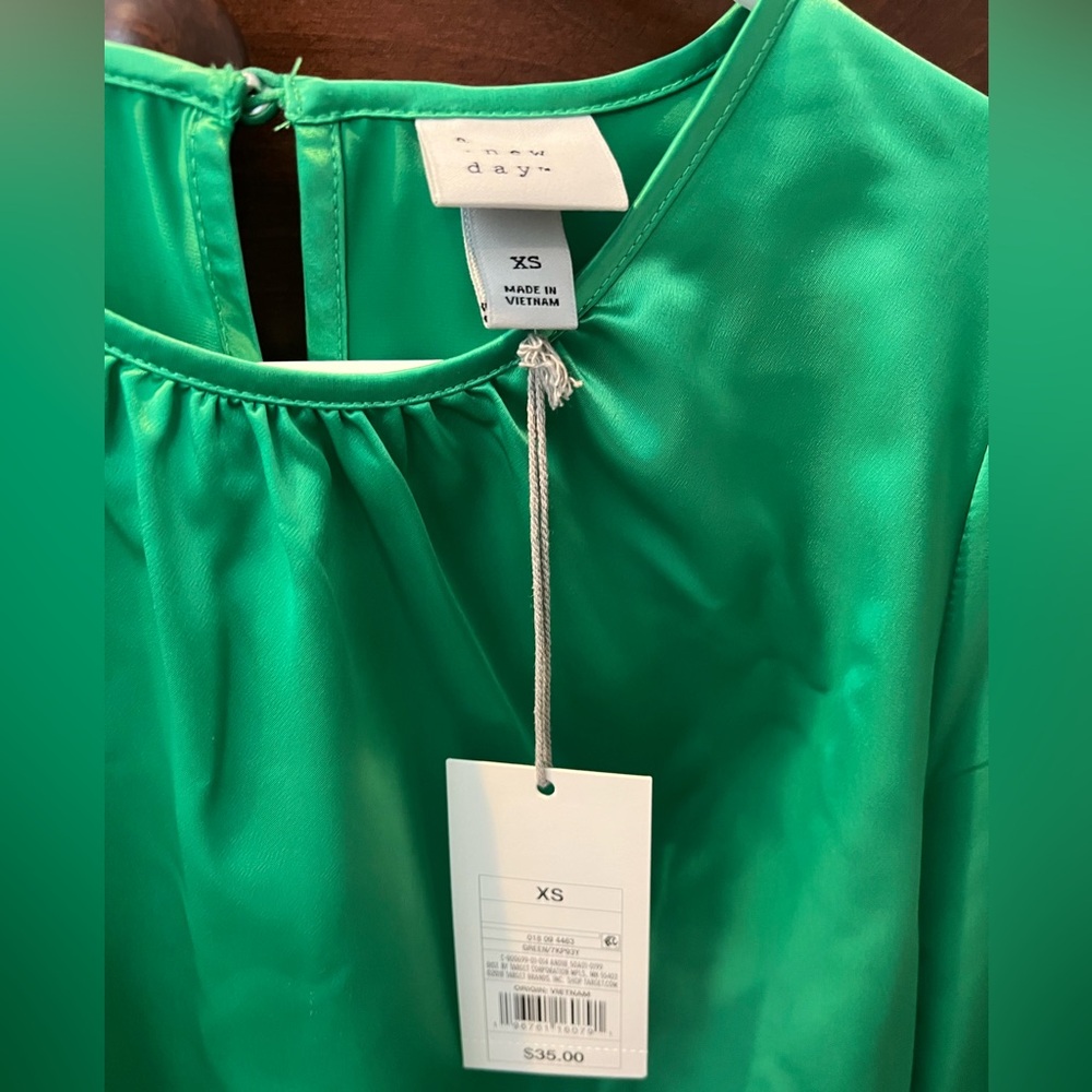 A New Day Green Satin Dress
